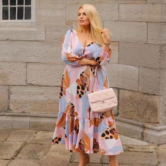 Anthropologie hutch bloom wrap midi dress lace up back wedding guest dress 1X - Picture 3 of 16